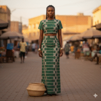 Kente SENOUFO brodé vert