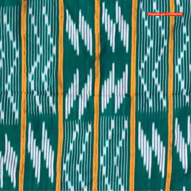 Pagne kita "Rythme de la Forêt" - Vert Émeraude et Orange Solaire